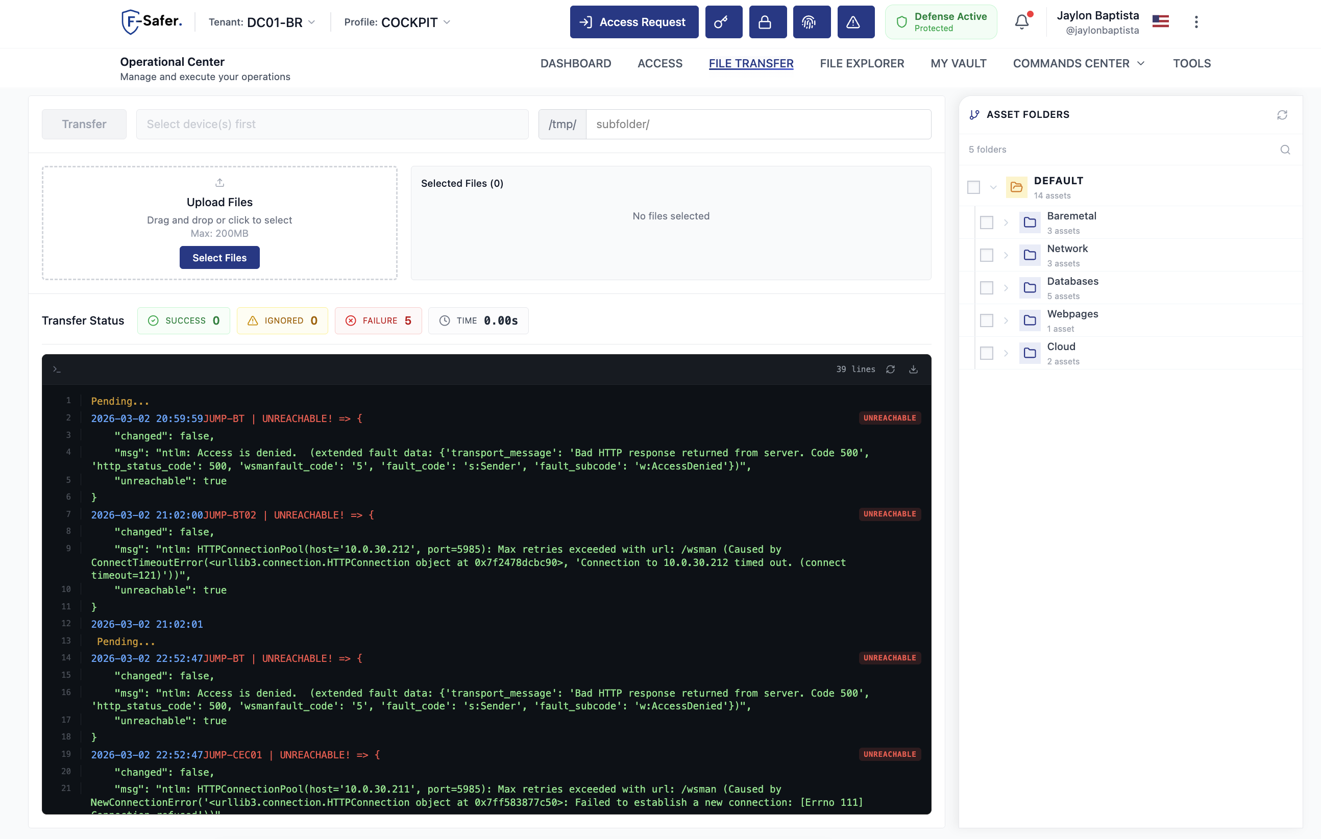 DataDike Operational Center — batch commands, scheduled tasks, file transfer and automation across multiple assets